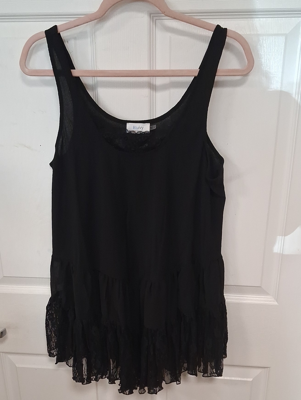 Bluivy Black Lace Tiered Peplum Tank